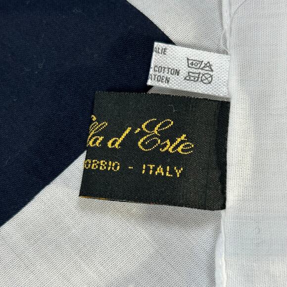 Villa d'Este Italian Crest Banner Cotton Wall Hanging Navy White 60x45 - Picture 5 of 6